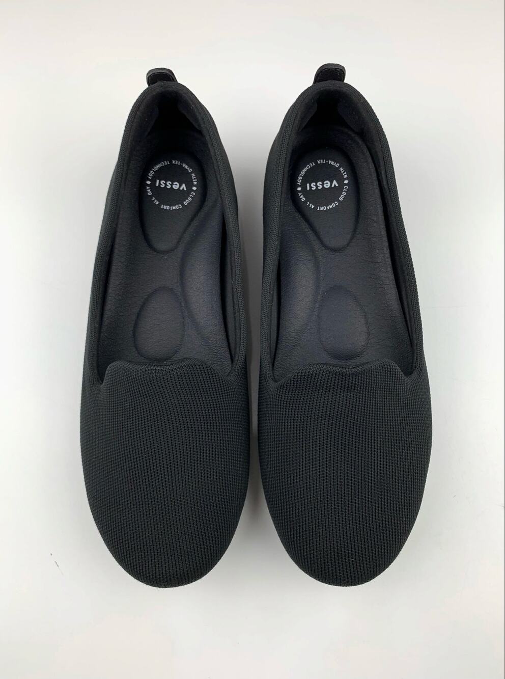 Vessi Market Flats Black Knit Slip On Comfort Shoes Waterproof Women's 8